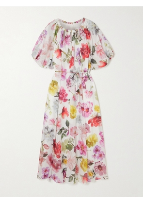 Aje - Fleur Embellished Floral-print Tencel™ Lyocell-blend Midi Dress - White - UK 4,UK 6,UK 8,UK 10,UK 12,UK 14,UK 16