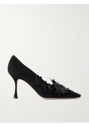 Manolo Blahnik - Harneclo 90 Appliquéd Suede Pumps - Black - IT35,IT36,IT36.5,IT37,IT37.5,IT38,IT38.5,IT39,IT39.5,IT40,IT40.5,IT41,IT41.5,IT42