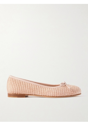 Manolo Blahnik - Veralli Leather-trimmed Raffia Ballet Flats - Pink - IT36,IT36.5,IT37,IT37.5,IT38,IT38.5,IT39,IT39.5,IT40,IT40.5,IT41,IT41.5,IT42,IT43
