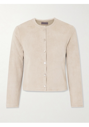 STOULS - Astrid Cropped Suede Cardigan - Neutrals - xx small,x small,small,medium,large