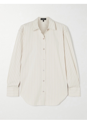 Theory - Striped Cotton-blend Poplin Shirt - Neutrals - x small,small,medium,large,x large