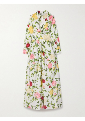 Oscar de la Renta - Wrap-effect Floral-print Cotton-blend Poplin Midi Shirt Dress - Green - US0,US2,US4,US6,US8,US10,US12,US14,US16