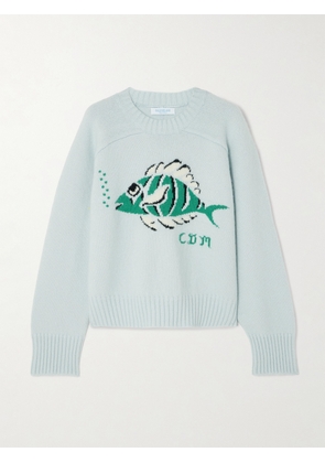 Calle Del Mar - Intarsia-knit Cashmere Sweater - Blue - small,medium,large
