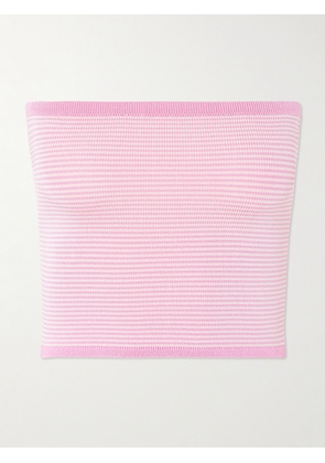 Calle Del Mar - Strapless Striped Knitted Top - Pink - small,medium,large