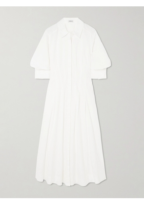 SIMKHAI - Jazz Pleated Cotton-blend Poplin Midi Shirt Dress - White - x small,small,medium,large,x large