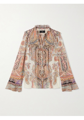 Etro - Paisley-print Ruffled Jacquard Blouse - Orange - IT36,IT38,IT40,IT42,IT44,IT46,IT48,IT50