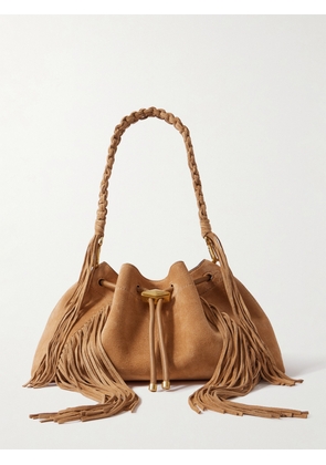 Jimmy Choo - Bon Bon Embellished Fringed Suede Bucket Bag - Brown - One size