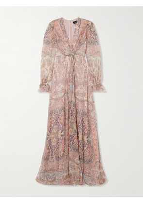 Etro - Twist-front Paisley-print Silk-crepon Maxi Dress - Pink - IT36,IT38,IT40,IT42,IT44,IT46,IT48,IT50