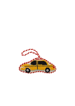 Furbish Studio Taxi Cab Needlepoint Icon Ornament in Yellow.