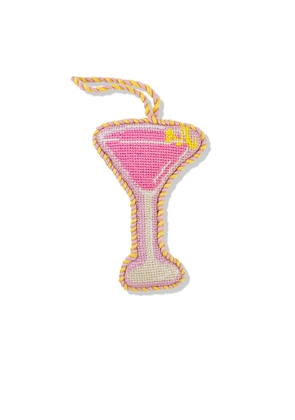 Furbish Studio Cosmopolitan Needlepoint Icon Ornament in Pink.