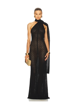 Helsa Robbyn Wrap Gown in Black. Size L. Also in XS, S, M, XL.