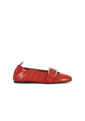 Ganni Butterfly Strap Shiny Croco Ballerina Flat in Rust. Size 36. Also in 39.