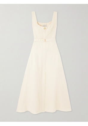 Le Kasha - Subu Belted Linen Midi Dress - Yellow - XS/S,S/M,M/L