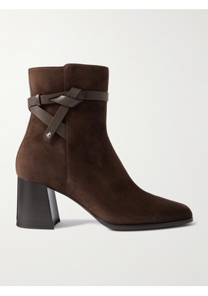 Jimmy Choo - Lawton 65 Leather-trimmed Suede Ankle Boots - Brown - IT36,IT36.5,IT37,IT37.5,IT38,IT38.5,IT39,IT39.5,IT40,IT40.5,IT41,IT41.5,IT42