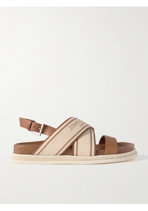 Jimmy Choo - Joa Logo-print Canvas And Leather Slingback Sandals - Cream - IT36,IT36.5,IT37,IT37.5,IT38,IT38.5,IT39,IT39.5,IT40,IT40.5,IT41,IT41.5,IT42