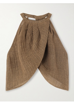 Le Kasha - Alger Cropped Organic Linen-gauze Top - Brown - One size