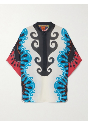 La DoubleJ - + Mother Estelle Printed Crepe Blouse - White - xx small,x small,small,medium,large,x large,xx large