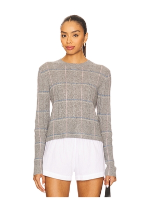 Guest In Residence Shrunken Check Crew Sweater in Grey. Size M. Also in S, XL.