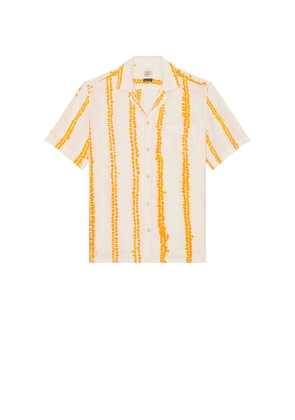 Faherty Shibori Palma Linen Shirt in Yellow. Size L. Also in S, M.