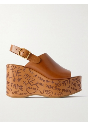 Chloé - Maxime Leather Platform Wedge Sandals - Brown - IT36,IT37,IT38,IT39,IT40,IT41