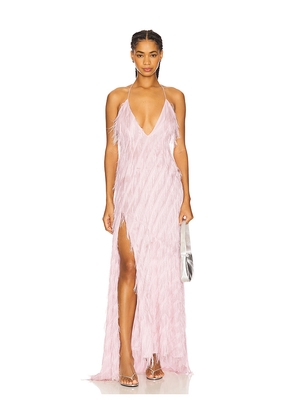 For Love & Lemons Heidi Fringe Maxi Dress in Pink. Size L. Also in XS, S, XL.