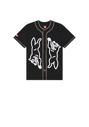 ICECREAM Betts Short Sleeve Button Up Shirt in Black. Size L. Also in S, M, XL/1X.