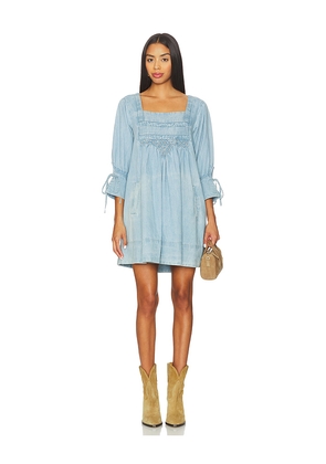 Free People Sonora Denim Mini Dress in Blue. Size L. Also in XS, S, M.