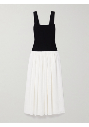La Ligne - Stretch-knit And Gathered Linen-blend Midi Dress - Multi - xx small,x small,small,medium,large,x large