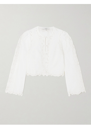 Sea - Elke Scalloped Embroidered Cotton-voile Top - White - xx small,x small,small,medium,large,x large