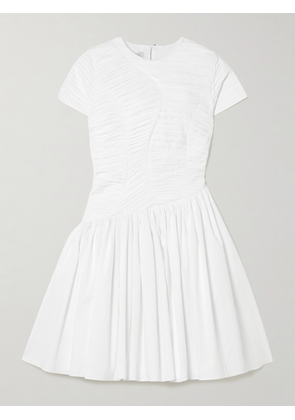 Abadia - Paloma Gathered Cotton-blend Poplin Mini Dress - White - US2,US4,US6,US8,US10