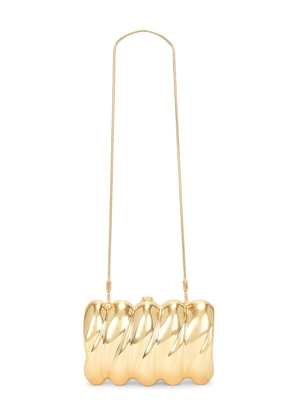 SIMKHAI Reya Clutch in Metallic Gold.