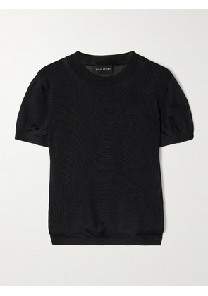 HIGH SPORT - Eden Pointelle-knitted T-shirt - Black - xx small,x small,small,medium,large,x large