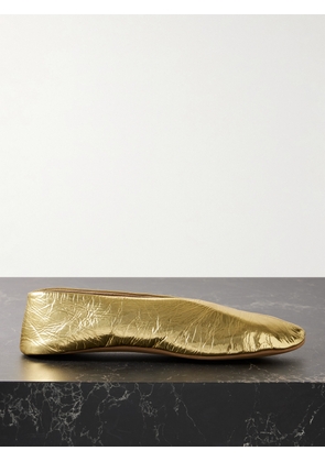 The Row - Stella Metallic Crinkled-leather Ballet Flats - Gold - IT36,IT37,IT38,IT39,IT40,IT41,IT42
