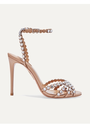 Aquazzura - Tequila 105 Crystal-embellished Leather Sandals - Neutrals - IT34,IT35,IT35.5,IT36,IT36.5,IT37,IT37.5,IT38,IT38.5,IT39,IT39.5,IT40,IT40.5,IT41,IT41.5,IT42