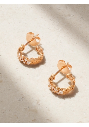 Suzanne Kalan - 18-karat Rose Gold Diamond Hoop Earrings - One size
