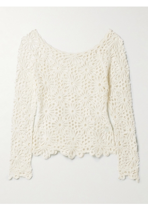 Norma Kamali - Crocheted Cotton-blend Top - Ivory - xx small,x small,small,medium,large,x large