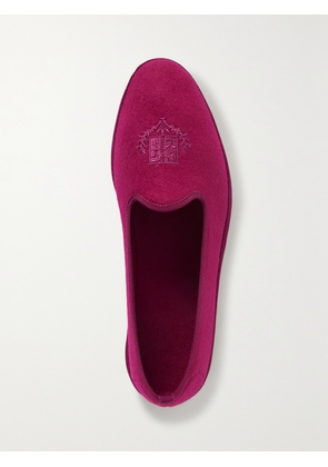 Loro Piana - Venice Embroidered Cashmere-blend Flannel Slippers - Burgundy - IT36,IT37,IT38,IT39,IT40,IT41,IT42