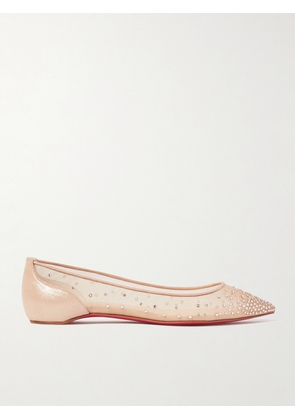 Christian Louboutin - Follies Swarovski Crystal-embellished Mesh And Lamé Point-toe Flats - Neutrals - IT34,IT35,IT35.5,IT36,IT36.5,IT37,IT37.5,IT38,IT38.5,IT39,IT39.5,IT40,IT40.5,IT41,IT41.5,IT42