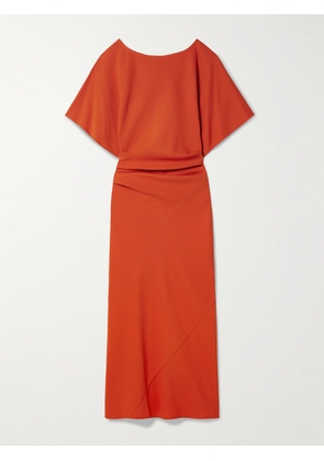 STAUD - Amelie Ruched Crepe Midi Dress - Red - x small,small,medium,large,x large