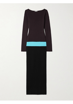 STAUD - Carilo Layered Stretch-knit Midi Dress - Black - x small,small,medium,large,x large