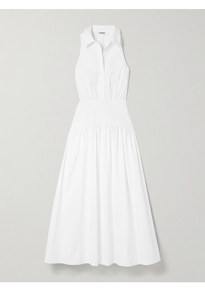 STAUD - Romy Gathered Cotton-blend Poplin Maxi Dress - White - US00,US0,US2,US4,US6,US8,US10,US12,US14,US16