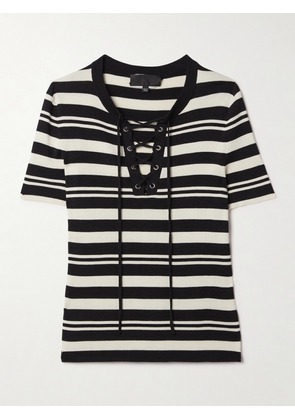 Nili Lotan - Oaklynn Striped Silk-jersey Top - Black - x small,small,medium,large,x large