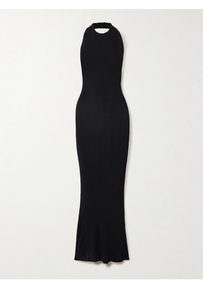 Nili Lotan - Gertrude Ribbed-knit Halterneck Maxi Dress - Black - x small,small,medium,large,x large