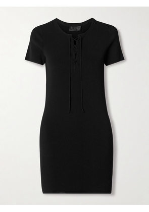 Nili Lotan - Palma Lace-up Jersey Mini Dress - Black - x small,small,medium,large,x large