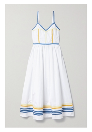 Rosie Assoulin - The Undress Faux Leather-trimmed Cotton-poplin Midi Dress - White - US0,US2,US4,US6,US8,US10