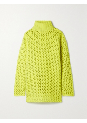 The Elder Statesman - Open-knit Cashmere Turtleneck Sweater - Yellow - x small,small,medium,large