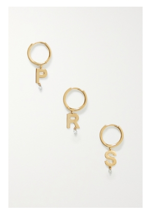 Persée - Initial 18-karat Gold Diamond Single Hoop Earring - A,B,C,D,E,F,G,H,I,J,K,L,M,N,O,P,Q,R,S,T,U,V,W,X,Y,Z