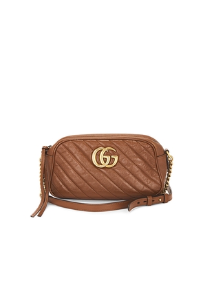 FWRD Renew Gucci GG Marmont Shoulder Bag in Brown.