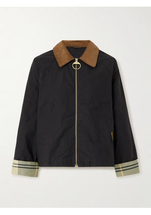 Barbour - Cropped Corduroy-trimmed Cotton-canvas Jacket - Black - UK 8,UK 10,UK 12,UK 14,UK 16,UK 18
