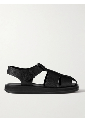 The Row - Fisherman Woven Textured-leather Sandals - Black - IT35,IT36,IT36.5,IT37,IT37.5,IT38,IT38.5,IT39,IT39.5,IT40,IT40.5,IT41,IT41.5,IT42